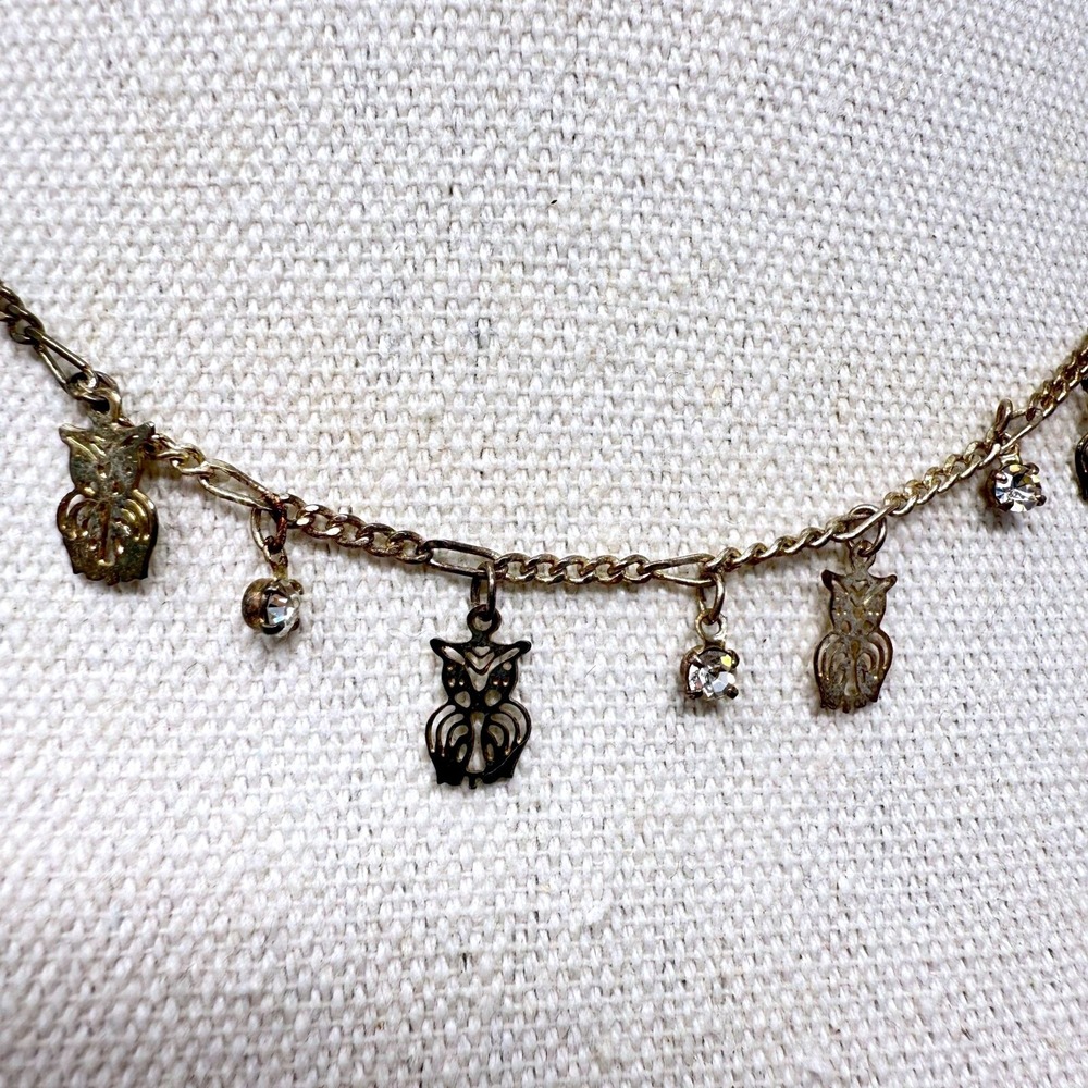 Owl Charm Necklace Dangle Adjustable Choker Dainty Minimal Christina Collection
